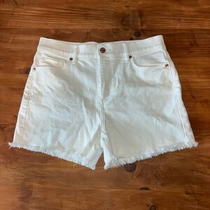 LOFT White Jean Shorts with Frayed Hem